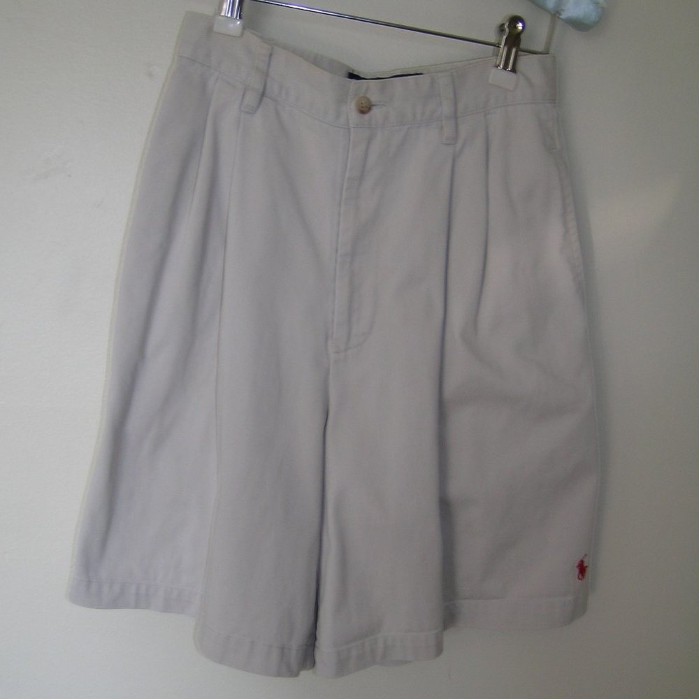 VTG Ralph Lauren Polo Pleated Bermuda Shorts Khaki